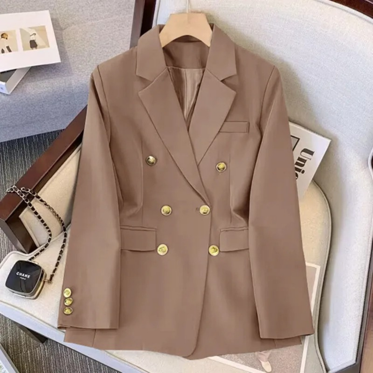 Blazer femme double boutonnage boutons métalliques revers - Britta