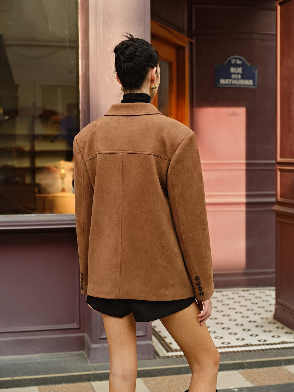Blazer femme effet daim coupe droite poches à rabat - Silke
