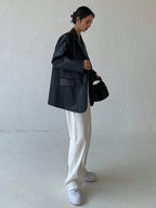 Blazer femme effet cuir coupe ample col revers urbain - Tessa