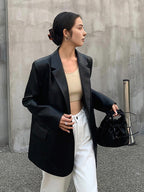 Blazer femme effet cuir coupe ample col revers urbain - Tessa