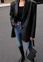 Blazer femme effet cuir coupe ample col revers urbain - Tessa