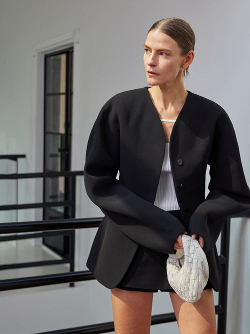 Blazer femme sans revers coupe droite boutons minimaliste - Sofie