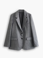Blazer gris oversize femme deux boutons coupe ample - Jana
