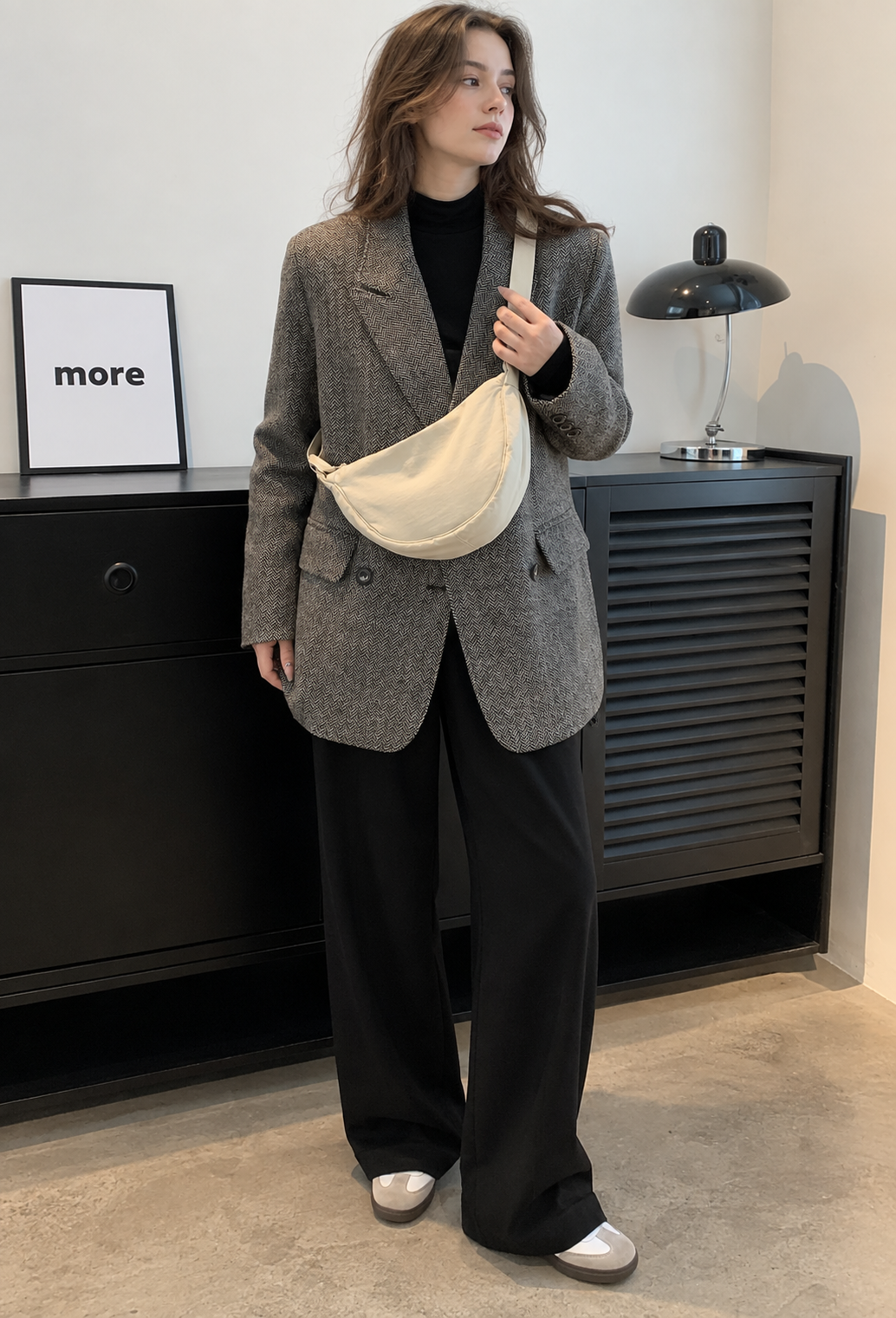 Sac bandoulière femme nylon demi-lune sangle ajustable - Apolline
