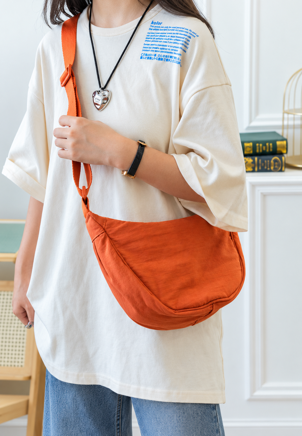 Sac bandoulière femme nylon demi-lune pratique quotidien - Vianne