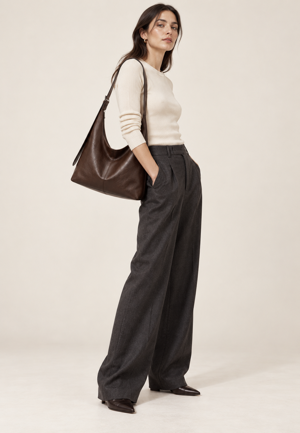 Sac porté épaule femme effet cuir anses courtes compact