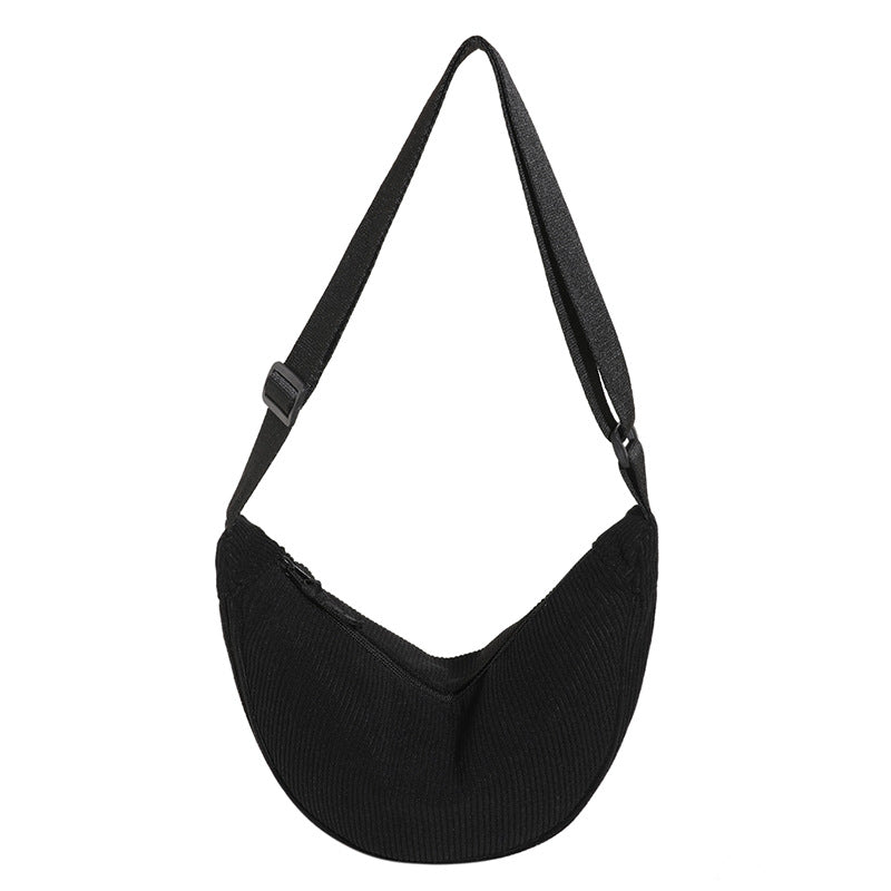 Sac bandoulière femme demi-lune texture nervurée relief - Violette