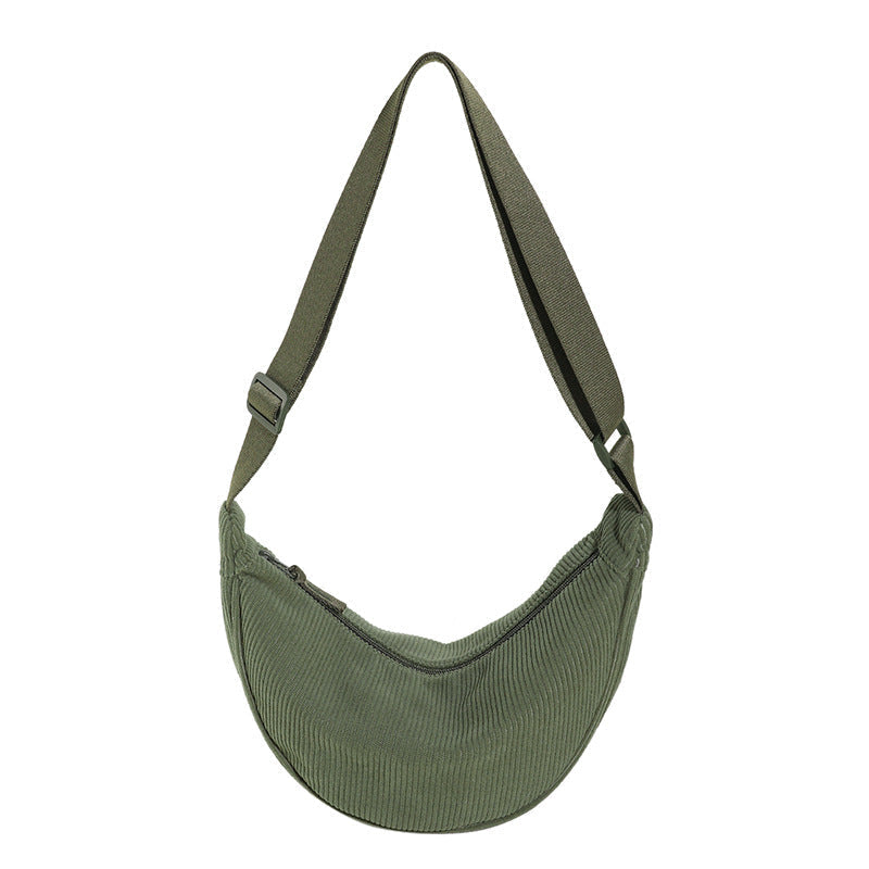 Sac bandoulière femme demi-lune texture nervurée relief - Violette