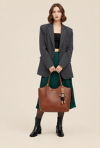 Sac cabas femme cuir végétal pendentif grande capacité