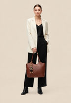 Sac cabas femme cuir végétal pendentif grande capacité