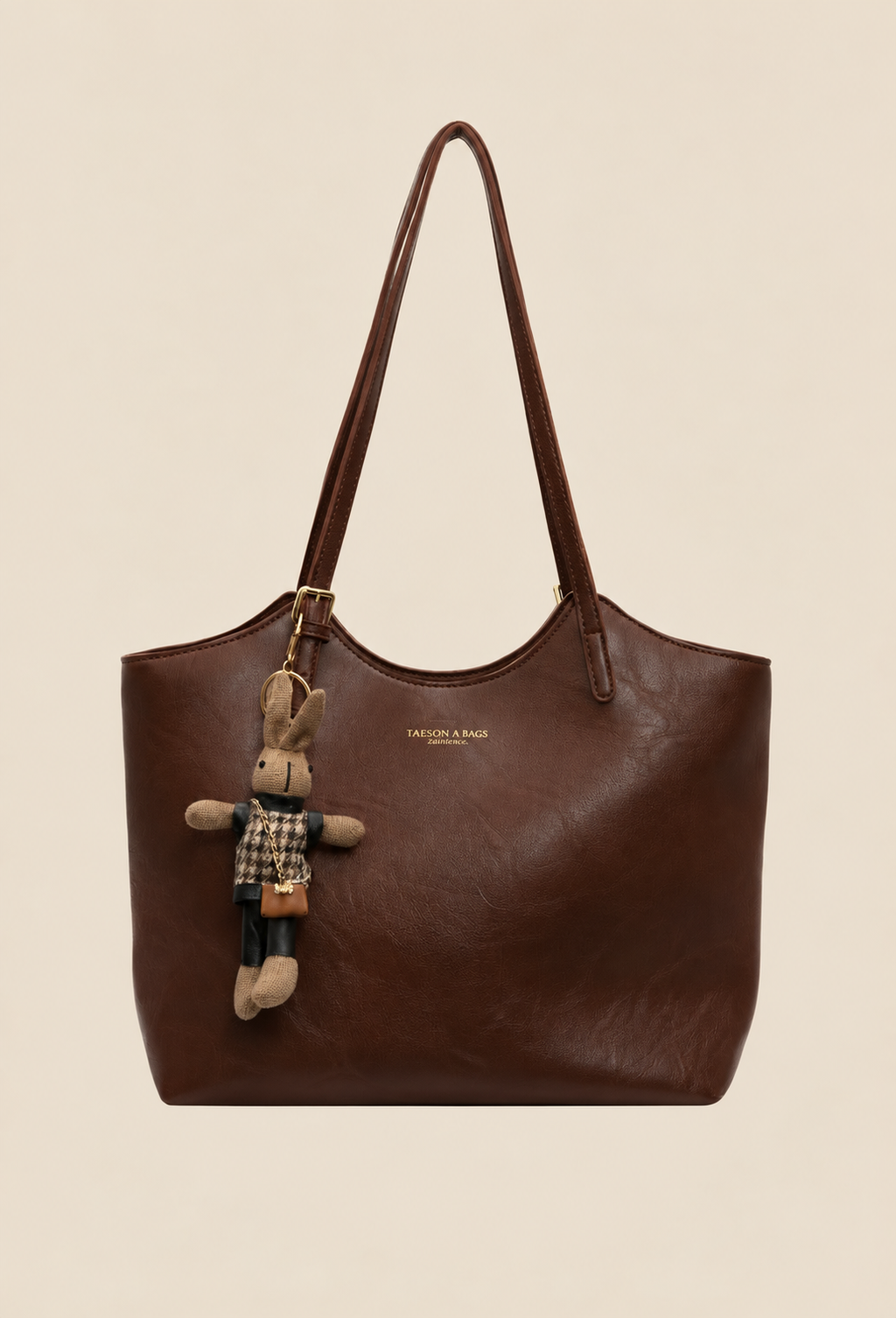 Sac cabas femme cuir végétal pendentif grande capacité