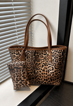 Sac cabas femme imprimé léopard anses longues spacieux