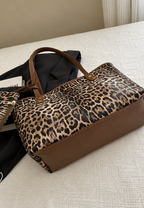 Sac cabas femme imprimé léopard anses longues spacieux