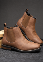 Bottines homme effet cuir élastiques latéraux Chelsea - Eirik