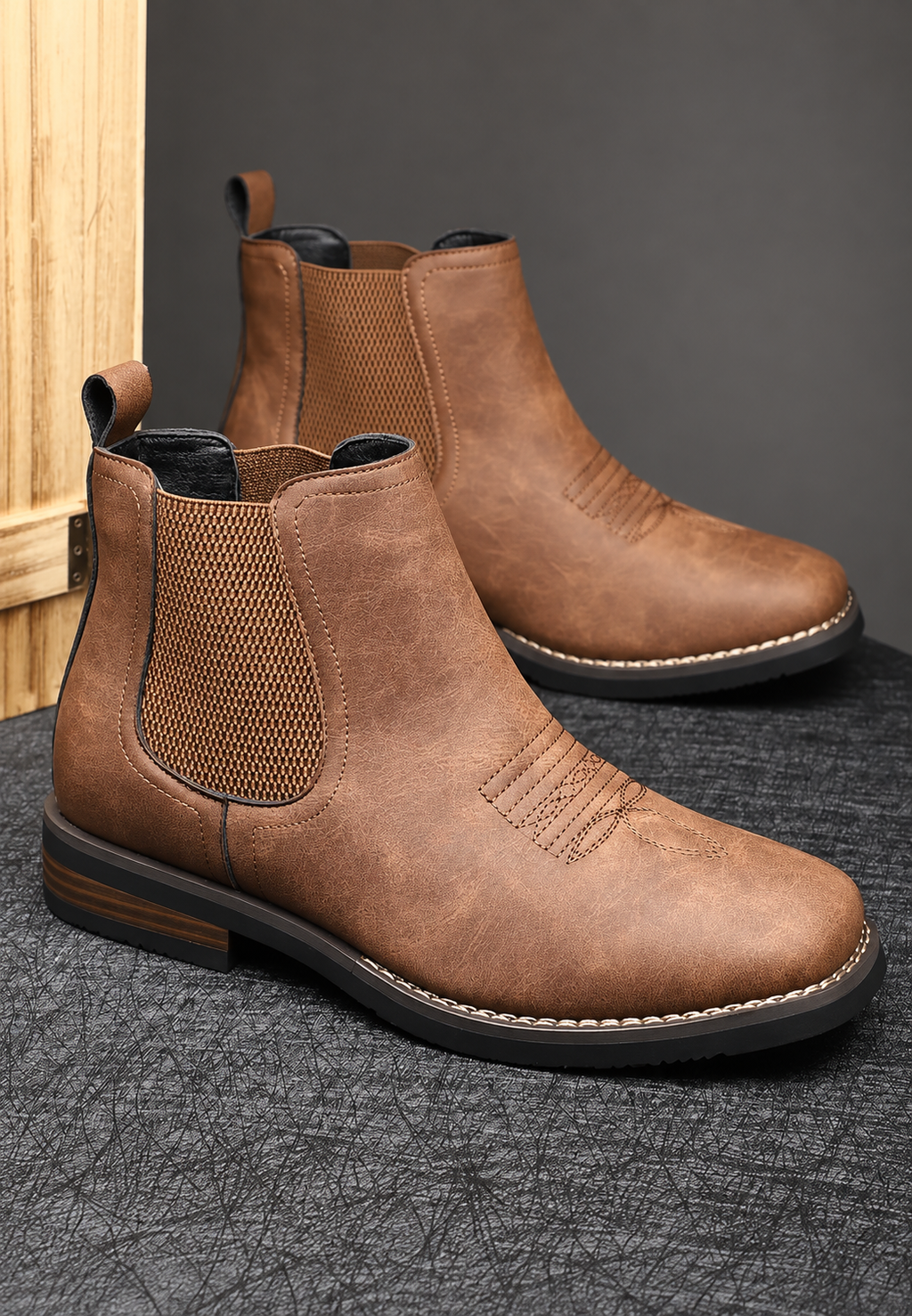 Bottines homme effet cuir élastiques latéraux Chelsea - Eirik