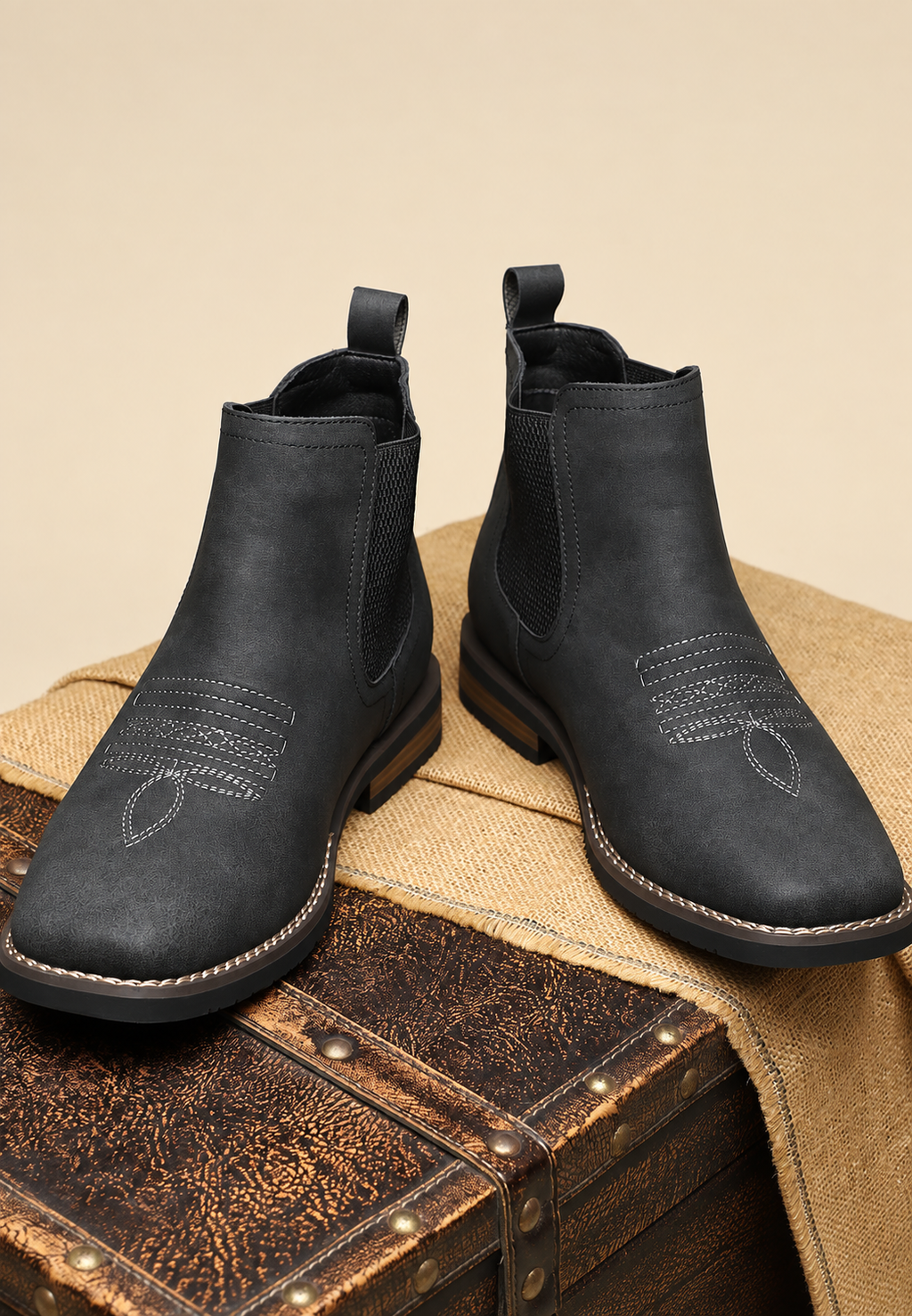Bottines homme effet cuir élastiques latéraux Chelsea - Eirik