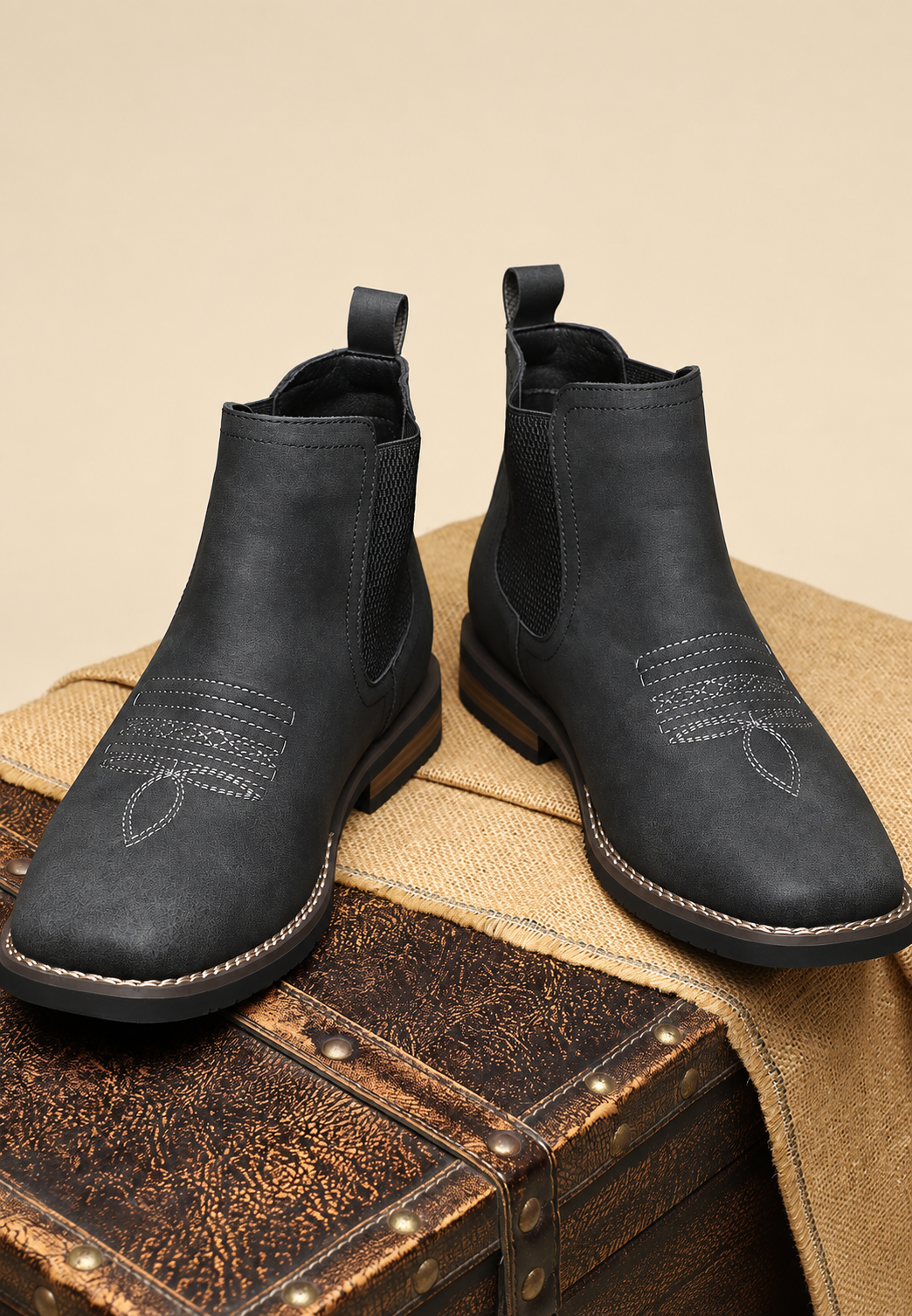 Bottines homme effet cuir élastiques latéraux Chelsea - Eirik