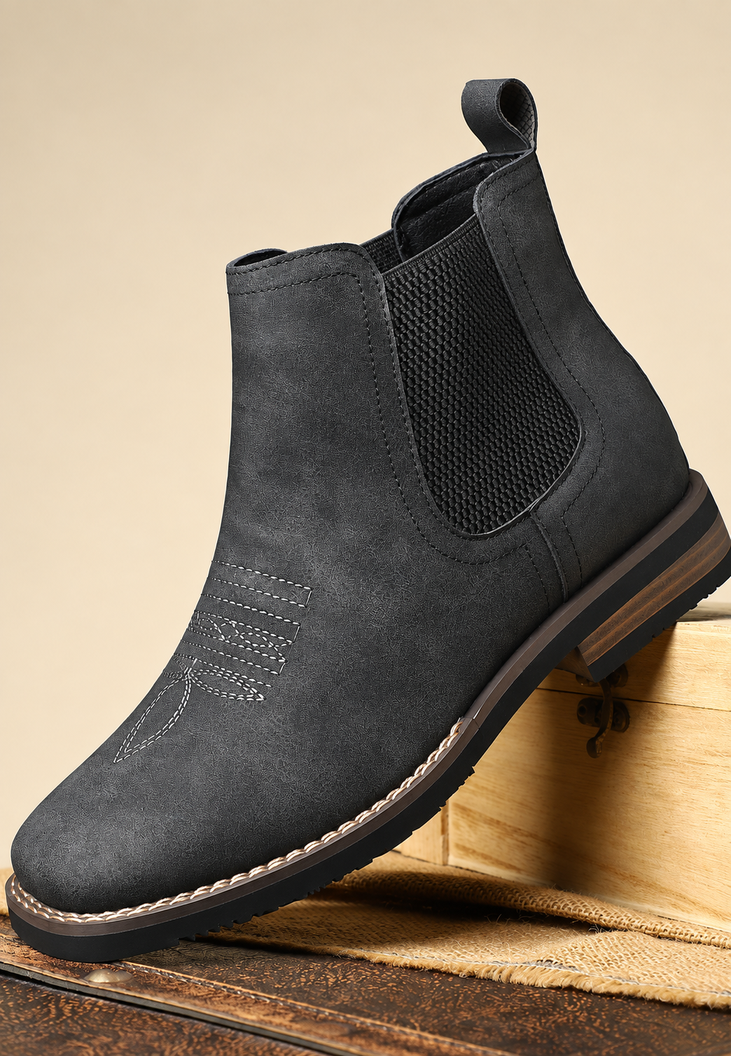 Bottines homme effet cuir élastiques latéraux Chelsea - Eirik
