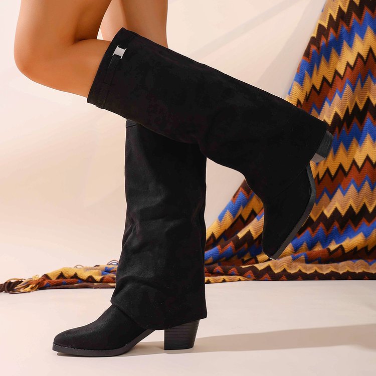 Bottes hautes femme style équestre boucle talon bas cavalières - Ariane