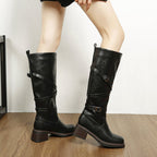 Bottes motardes femme tige haute boucles semelle compensée - Danica