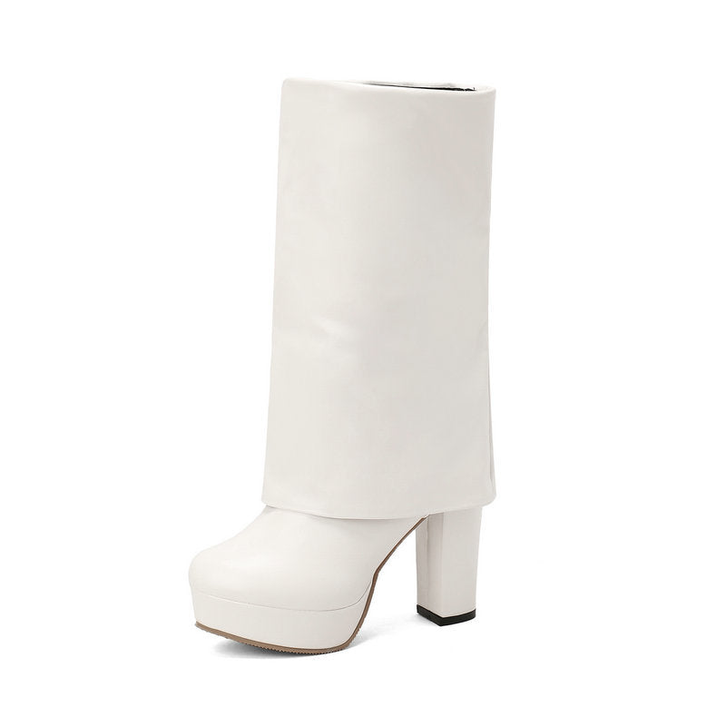Bottes femme semelle compensée talon bloc tige mi-haute - Sabine