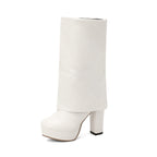 Bottes femme semelle compensée talon bloc tige mi-haute - Sabine