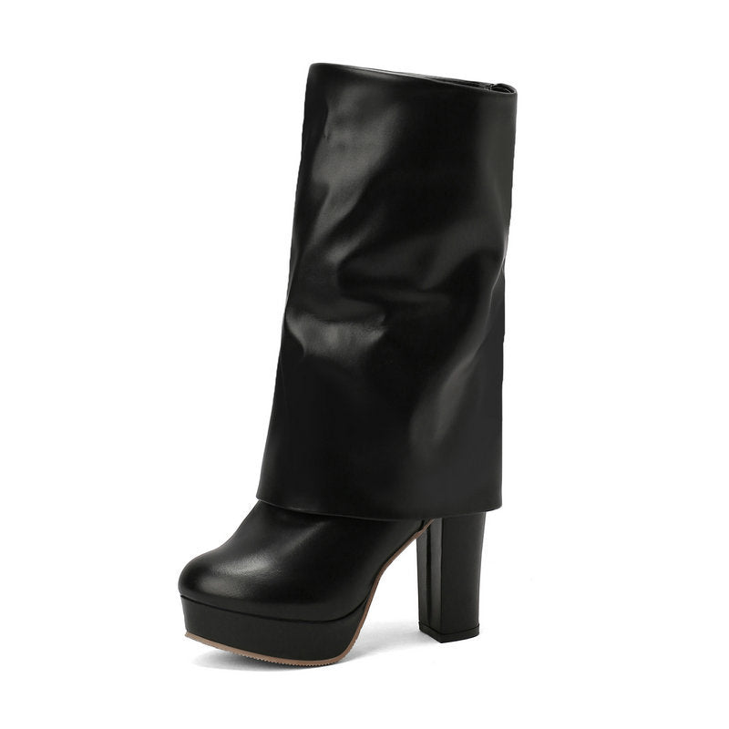 Bottes femme semelle compensée talon bloc tige mi-haute - Sabine