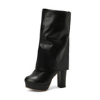 Bottes femme semelle compensée talon bloc tige mi-haute - Sabine