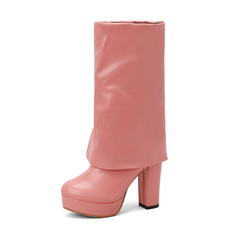 Bottes femme semelle compensée talon bloc tige mi-haute - Sabine