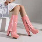Bottes femme semelle compensée talon bloc tige mi-haute - Sabine
