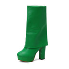 Bottes femme semelle compensée talon bloc tige mi-haute - Sabine