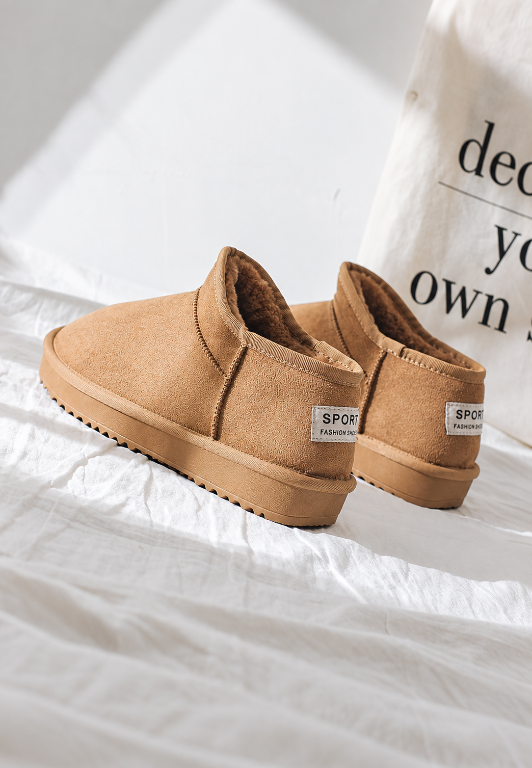 Bottines plates femme hiver effet daim confort chaudes - Nolia