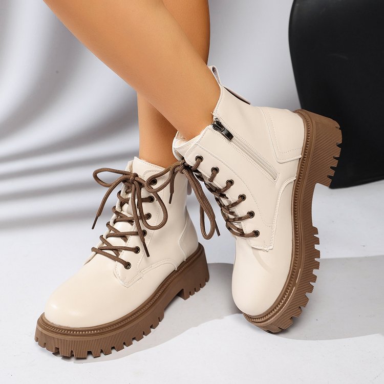 Bottines lacets femme semelle track fermeture éclair latérale - Kaja