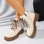 Bottines lacets femme semelle track fermeture éclair latérale - Kaja