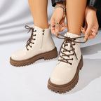 Bottines lacets femme semelle track fermeture éclair latérale - Kaja