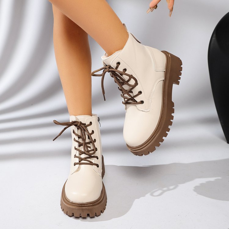 Bottines lacets femme semelle track fermeture éclair latérale - Kaja