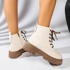 Bottines lacets femme semelle track fermeture éclair latérale - Kaja