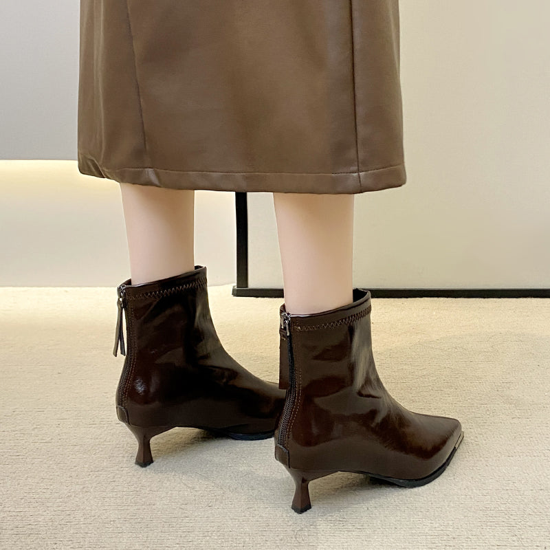 Bottines talons femme bout pointu talon fin effet cuir - Vera