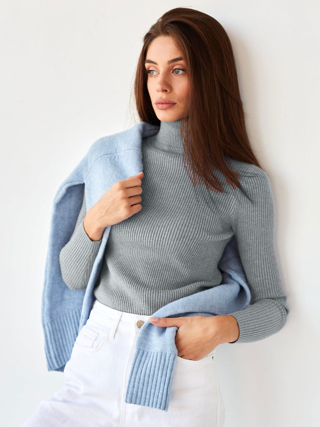 Pull femme col roulé manches longues douce chaleureuse - Inga