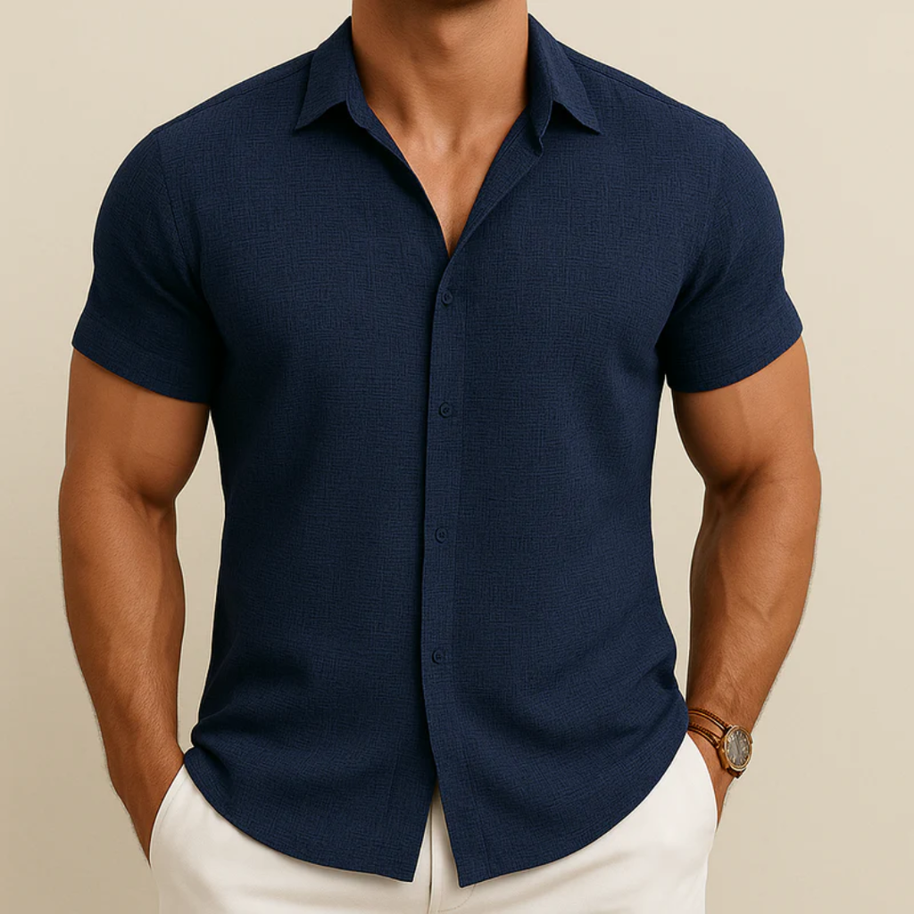 Chemise homme à manches courtes, unie, coupe slim - Bertram