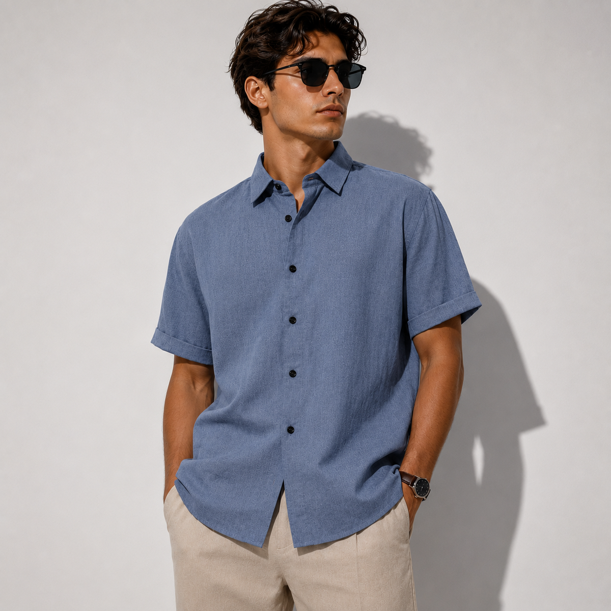 Chemise homme manches courtes unie coupe slim été - Bertram