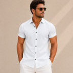 Chemise homme manches courtes unie coupe slim été - Bertram