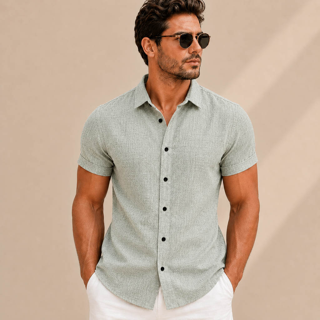 Chemise homme manches courtes unie coupe slim été - Bertram