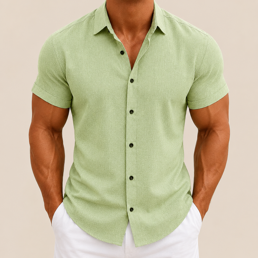 Chemise homme manches courtes unie coupe slim été - Bertram