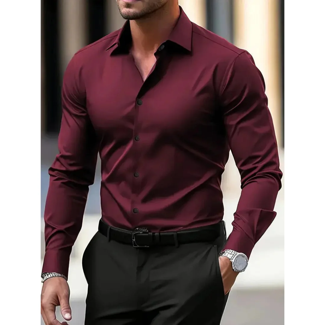 Chemise homme à manches longues, coupe slim, col classique - Heinrich