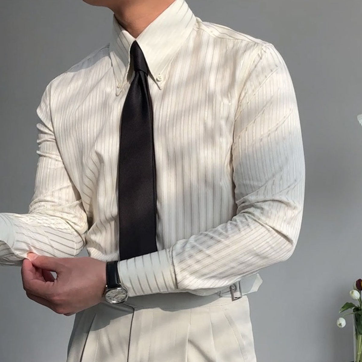 Chemise homme manches longues rayures texturées relief - Matteo