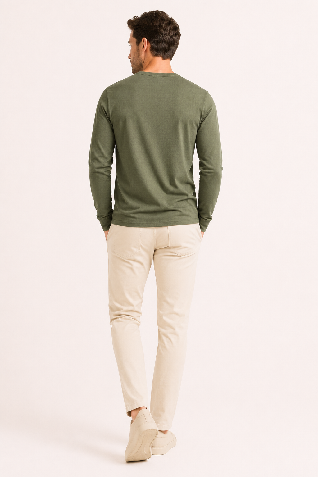 T-shirt homme manches longues col boulanger trois boutons - Boris