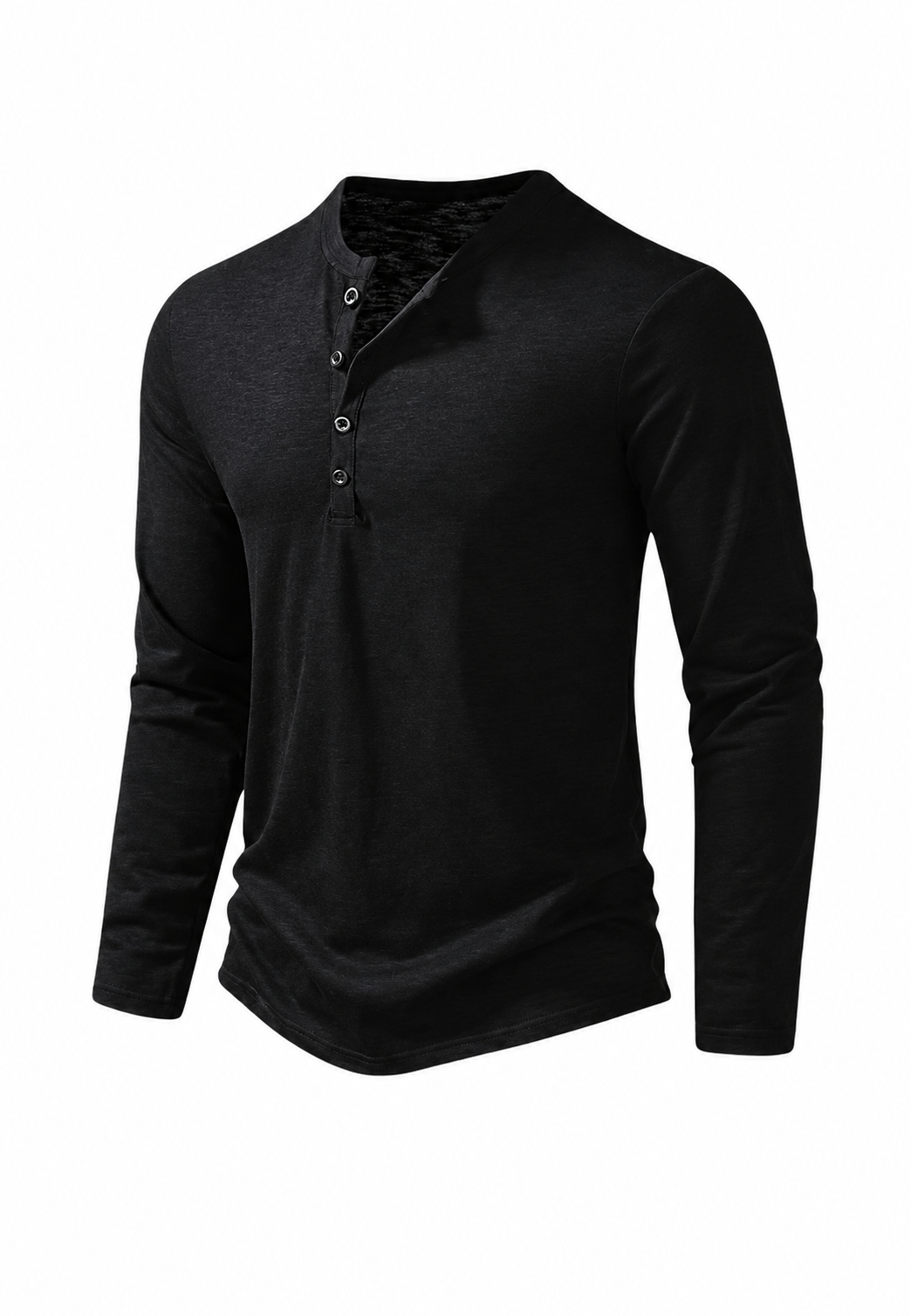T-shirt homme manches longues col rond effet marbré coton - Bastian
