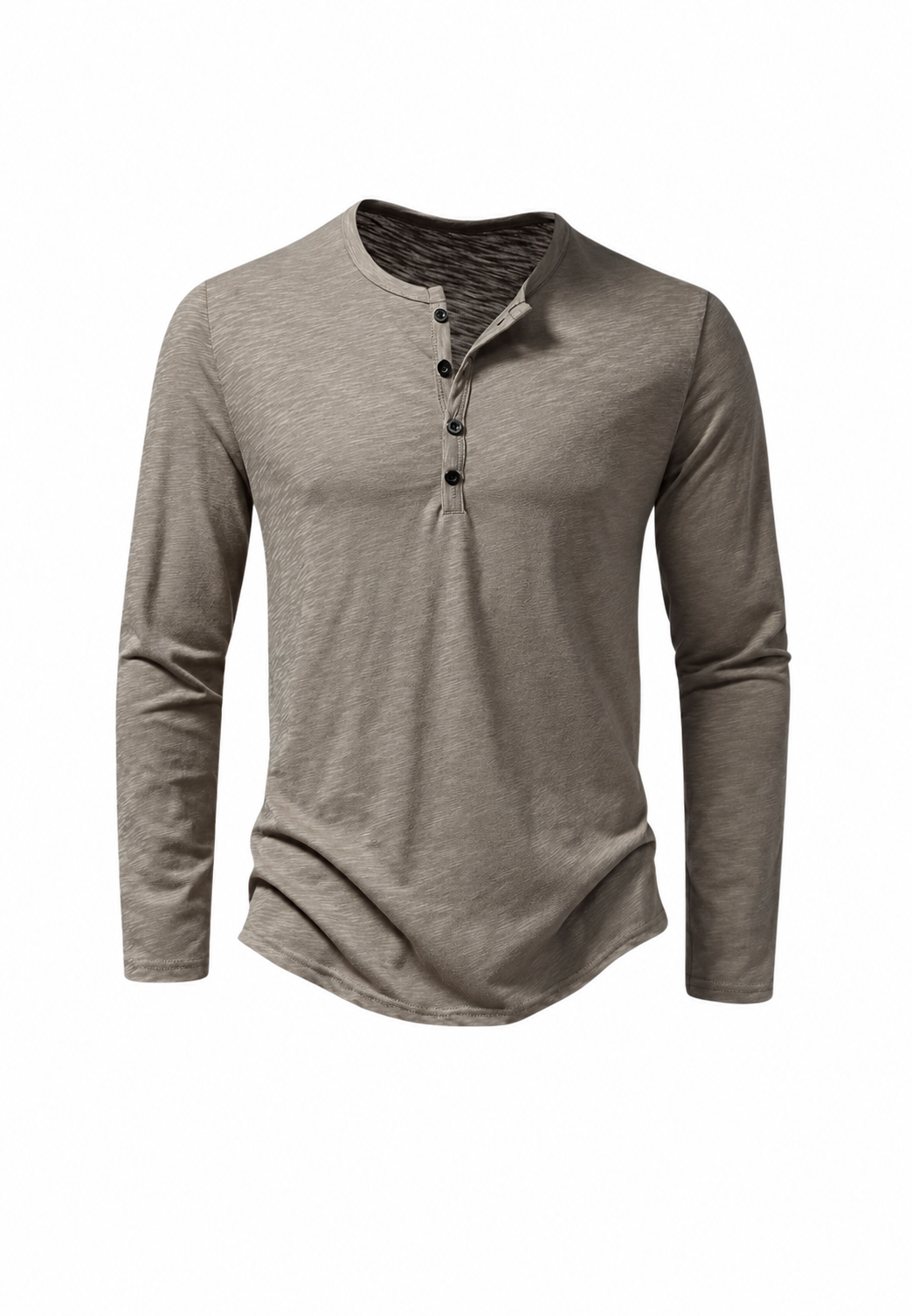 T-shirt homme manches longues col rond effet marbré coton - Bastian