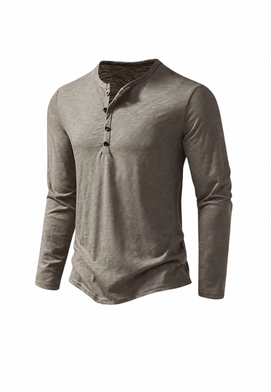 T-shirt homme manches longues col rond effet marbré coton - Bastian